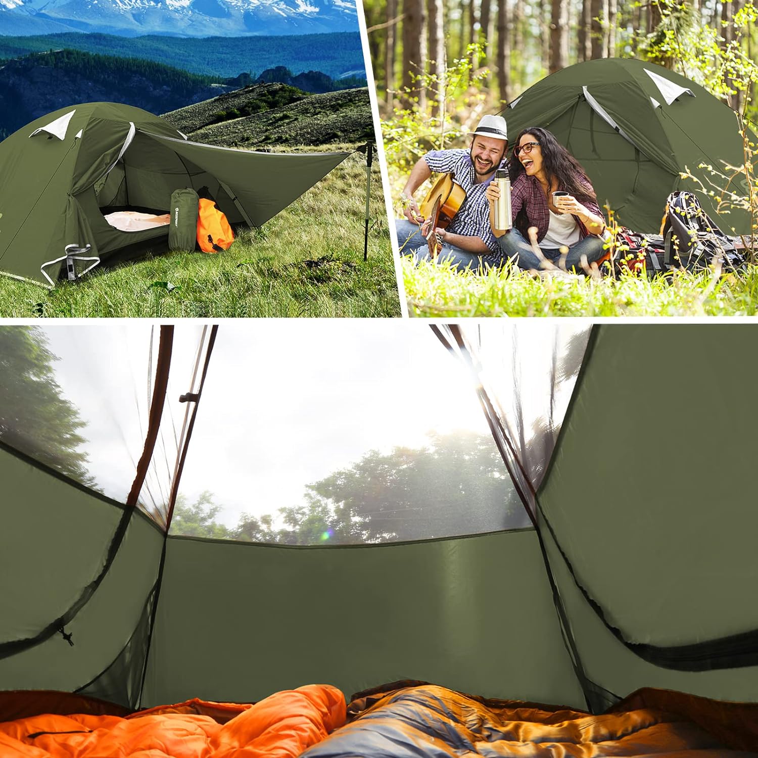 Bessport Camping Tente,1/2/3 Personnes Ultra Légère Tente Facile à Installer Tentes Dôme Tente 4 Saison Imperméable Ventilée pour Pique-Nique Randonnée Camping. - fitnessterapy