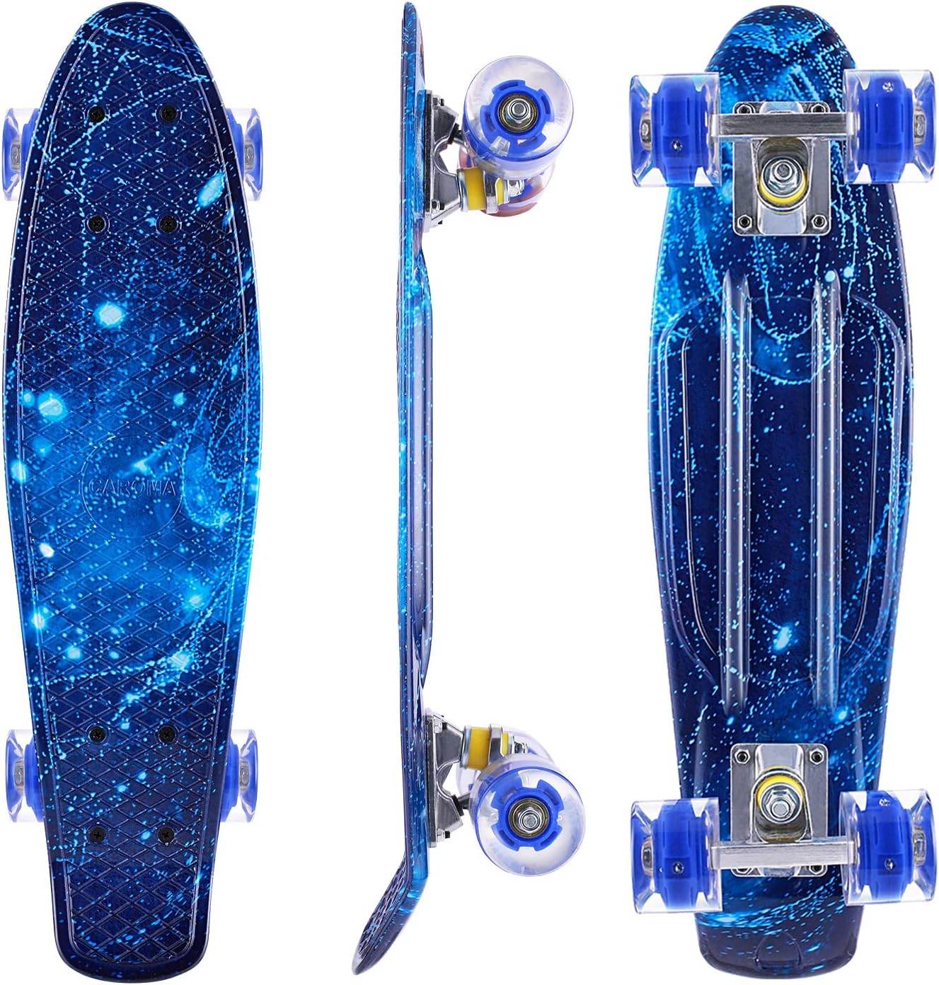 CAROMA Skateboard Enfant, Planche à roulettes avec LED Light Up Roues, Skateboard 22 Pouces Mini Cruiser Skateboard Fille Garçon Débutant - fitnessterapy
