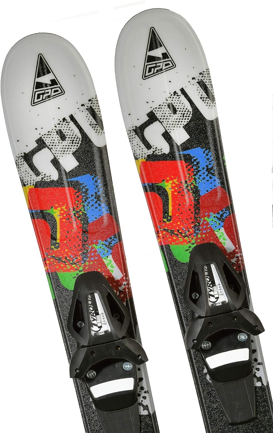 GPO Snowblade Snowkid | Ski Court avec Attache de sécurité Tyrolia-SR-10 | 99 cm de Longueur | Big Foot-Ski pour Homme et Femme - fitnessterapy
