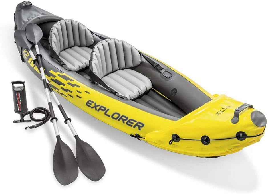 Intex - 68307NP - Set Kayak Explorer K2 - 2 Pers (Inclus Rames Et Gonfleur) - fitnessterapy
