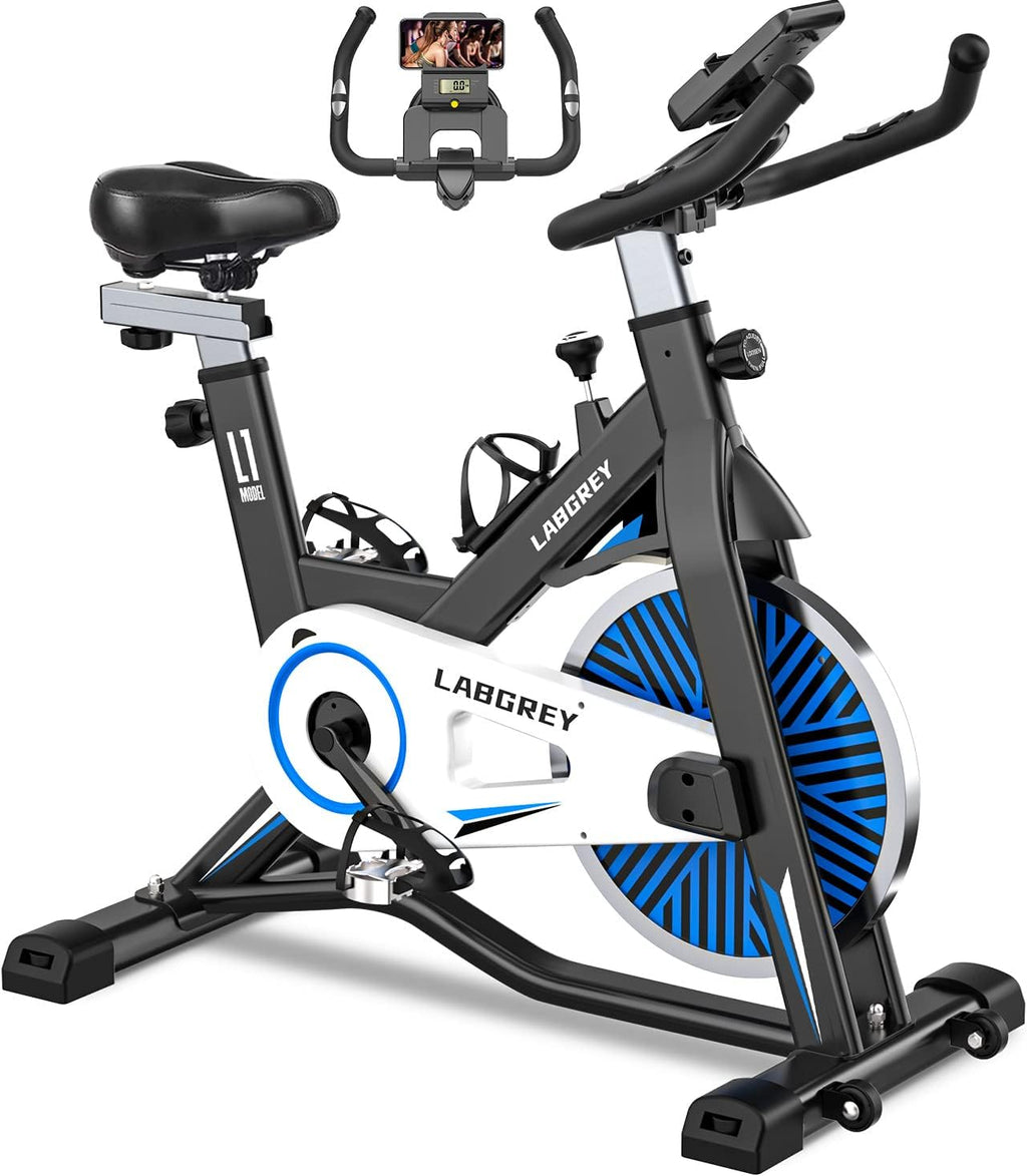 LABGREY Vélo d'Appartement Vélo de Fitness Vélo d'Exercice d'intérieur avec Ecran LCD Silencieux pour l'Entraînement Cardio à la Maison Guidon Réglable et Siège (Bleu) - fitnessterapy