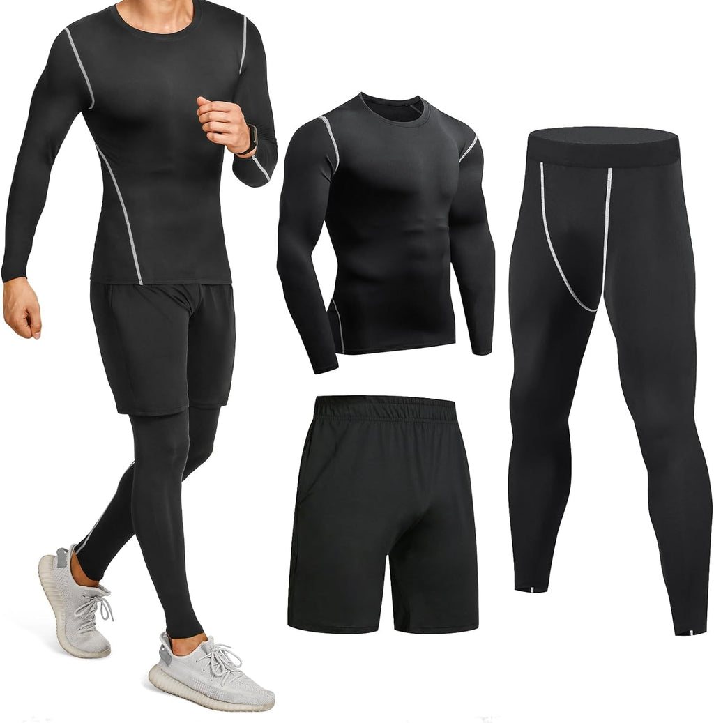 Niksa Ensemble Compression Homme Tenue Sport Fitness Vêtement Running Tee Shirt Compression Legging Sport Short Running - fitnessterapy