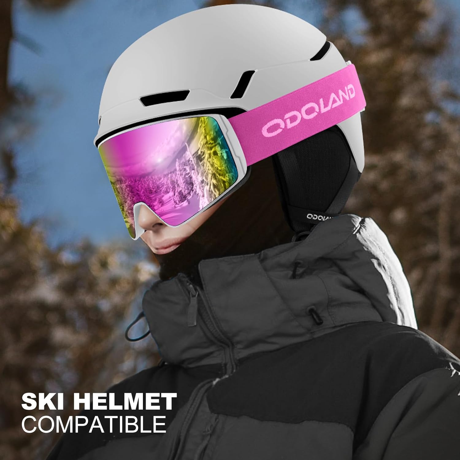 Odoland Lunettes de Ski, Masque Ski de Snowboard Cylindriques, Anti-UV400, Anti-Buée, Coupe-Vent, Lunettes de Snowboard pour Homme Femme Adolescent - fitnessterapy