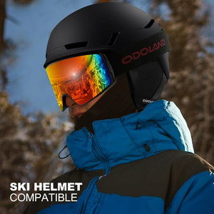 Odoland Lunettes de Ski, Masque Ski de Snowboard Cylindriques, Anti-UV400, Anti-Buée, Coupe-Vent, Lunettes de Snowboard pour Homme Femme Adolescent - fitnessterapy
