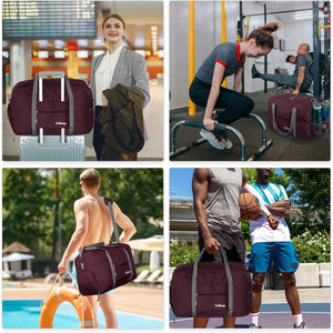 Sac de Voyage Femmes Hommes Sac de Sport Gym 35L Workout Fitness Duffel Bag avec Compartiment à Chaussures et Poche Humide, Violet - fitnessterapy