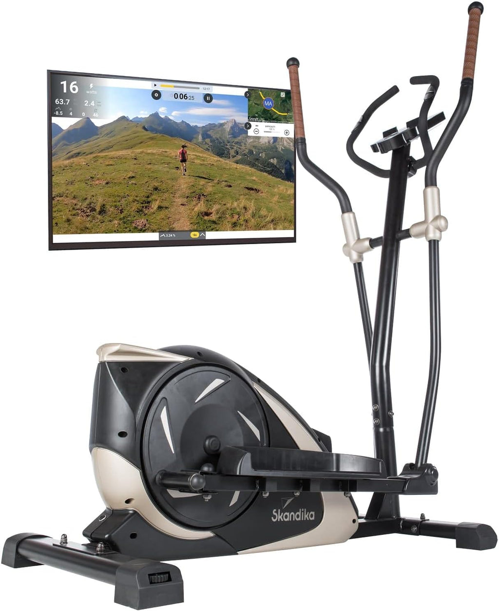 Skandika Adrett/Eleganse - Vélo elliptique Crosstrainer - Bluetooth - Appli - 15 Prog - 32 Niveaux de résistance - Inertie 12 kg - Max. 130 kg - fitnessterapy