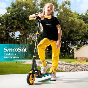 SmooSat E9 Apex Trottinette électrique pour Enfants 8+ Ans, Haut-Parleur de Musique Bluetooth, lumières Arc-en-Ciel colorées, Affichage LED, Trottinette Pliable à Vitesse et Hauteur Réglables - fitnessterapy