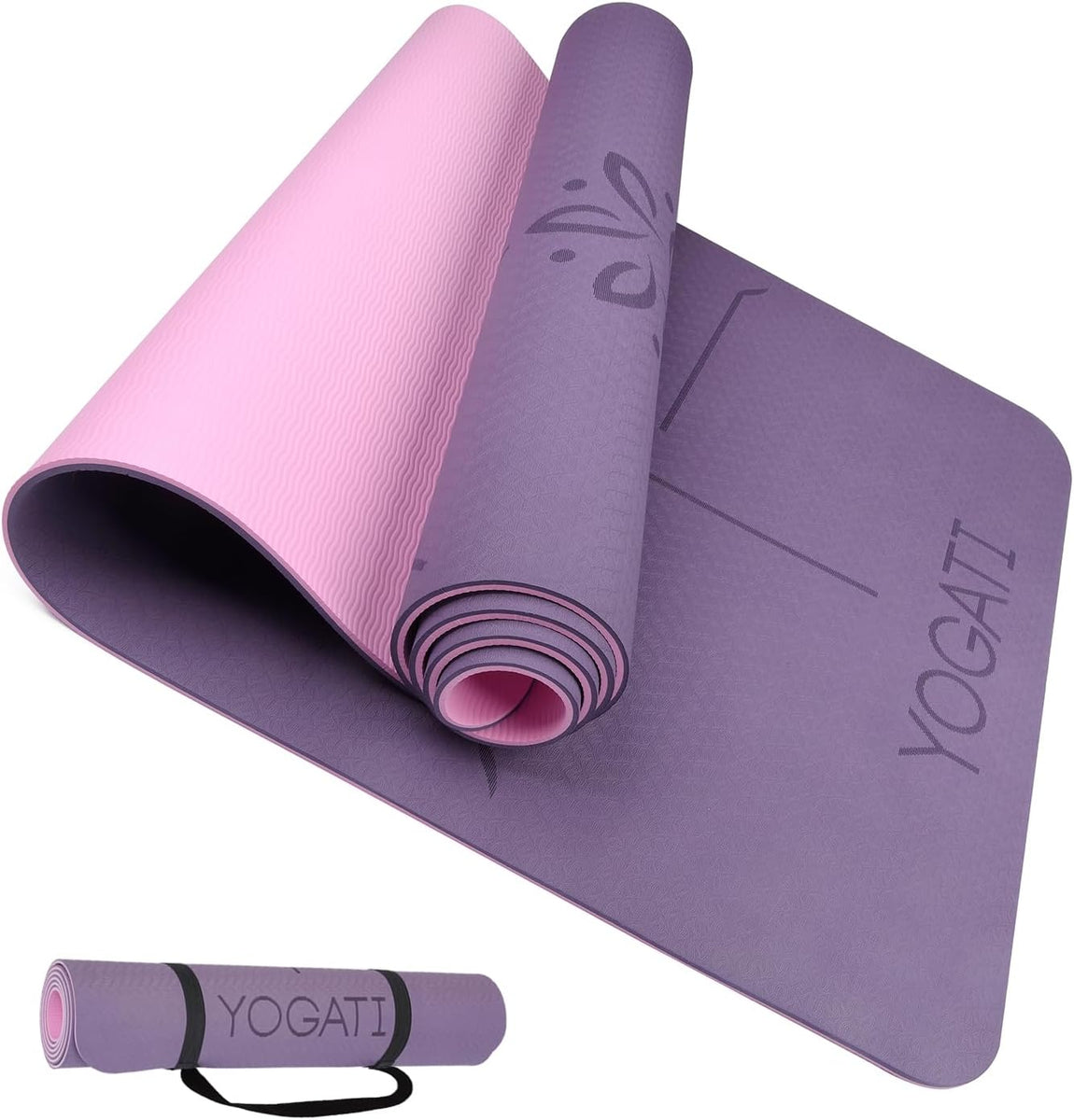 Tapis yoga antidérapant épais écologique TPE violet rose + sac