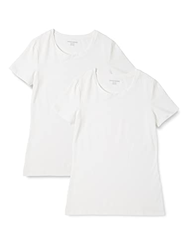 Amazon Essentials T-Shirt Col Rond à Manches Courtes Coupe Classique Femme, Packs Multiples