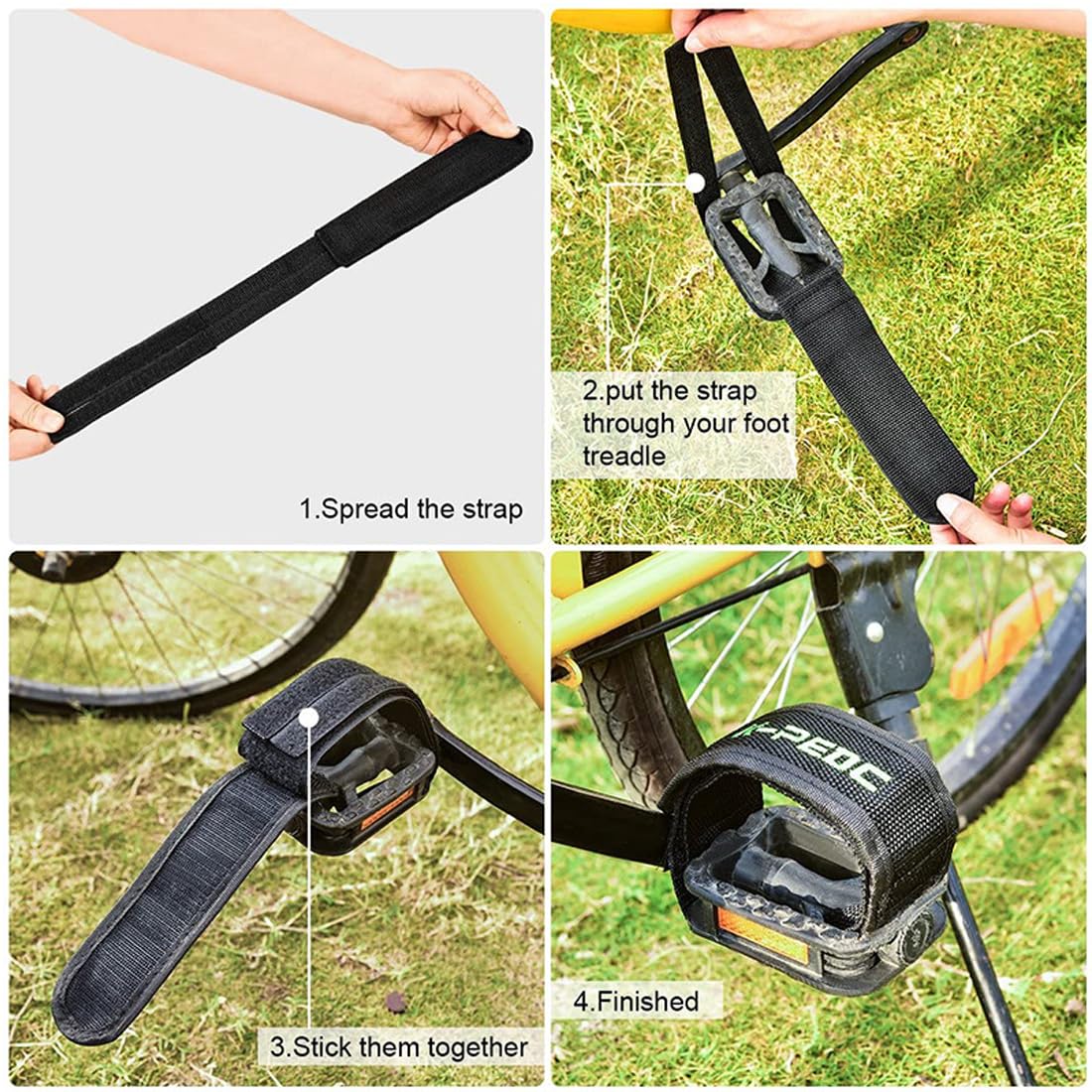 2 Pièces Sangles de Pédale de Vélo, Antidérapantes Sangles de Pédale de Vélo Réglables, Ceinture de Sangle de Pédales de Vélo, Pour Fixation de Vélo de Montagne - fitnessterapy