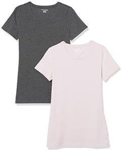 Amazon Essentials T-Shirt Col Rond à Manches Courtes Coupe Classique Femme, Packs Multiples