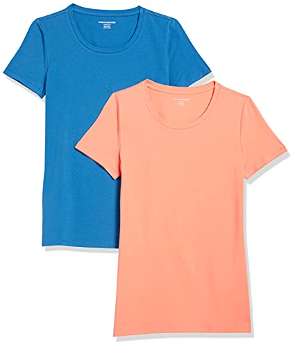 Amazon Essentials T-Shirt Col Rond à Manches Courtes Coupe Classique Femme, Packs Multiples