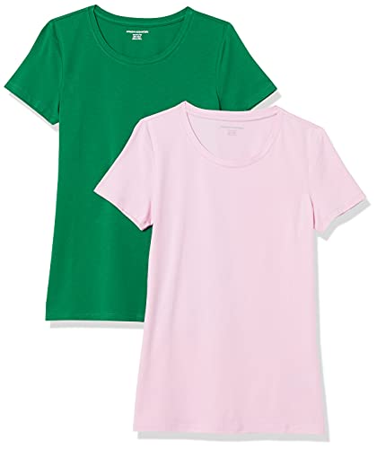 Amazon Essentials T-Shirt Col Rond à Manches Courtes Coupe Classique Femme, Packs Multiples