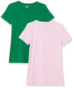 Amazon Essentials T-Shirt Col Rond à Manches Courtes Coupe Classique Femme, Packs Multiples