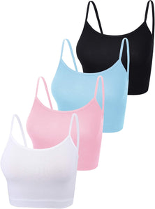 4 Pièces Crop Tank Tops Basiques Débardeur Racerback sans Manches Débardeur de Sport en Coton pour Femmes (Noir, Bleu, Rose, Blanc, S) - fitnessterapy