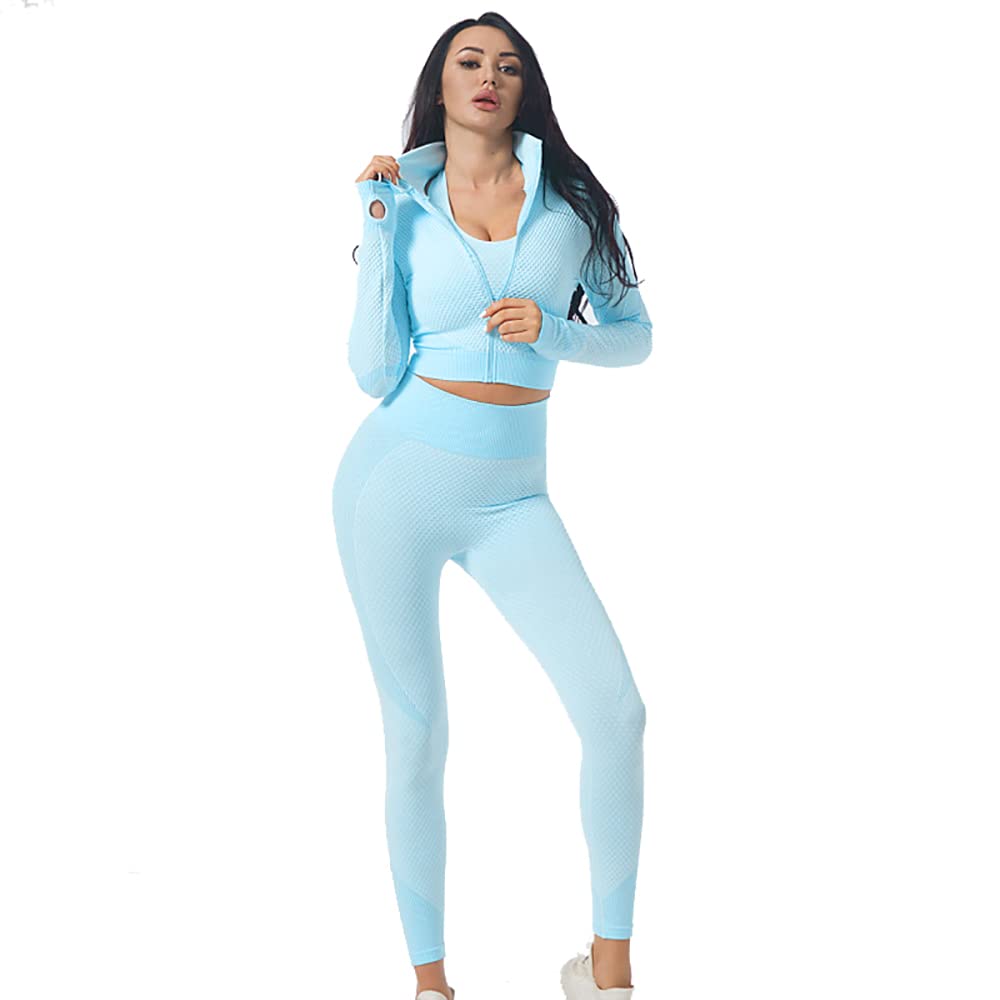 Veriliss Vêtement de Sport Femme 3 Pièces Survêtements D'entraînement Ensembles Soutien-Gorge Sport Legging De Yoga Sportswear Fitness Ensembles D'entraînement Tenues De Sport