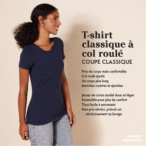 Amazon Essentials T-Shirt Col Rond à Manches Courtes Coupe Classique Femme, Packs Multiples