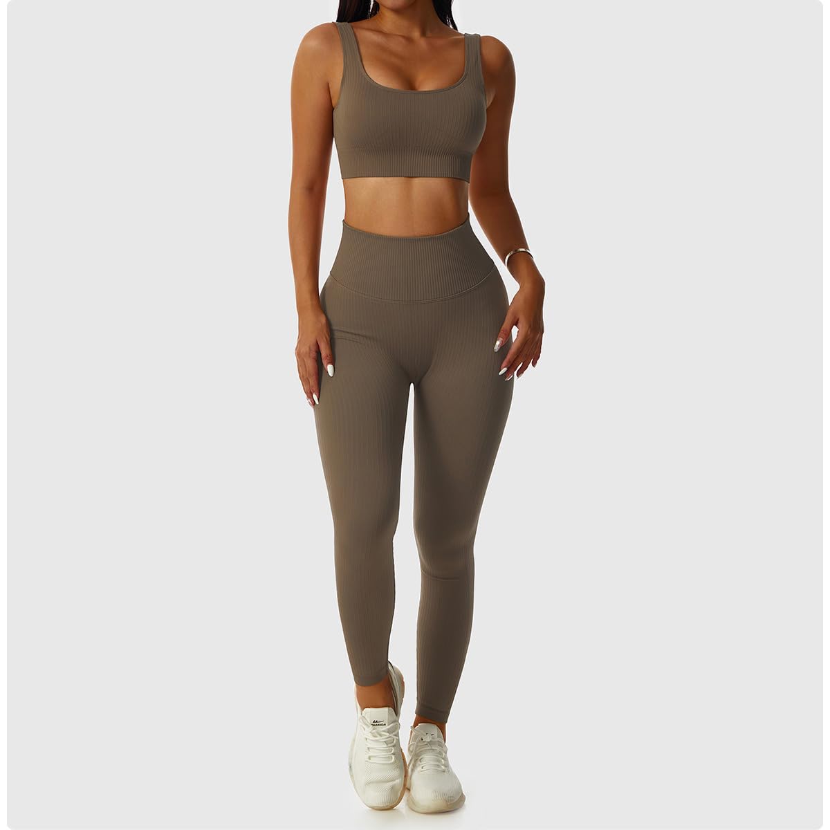 dohomiryo Ensemble De Vêtements De Sport Femme 2 Pièces Survêtements Ensembles Soutien-Gorge Sport Legging de Yoga Sportswear Fitness Ensembles D'entraînement Tenues de Sport