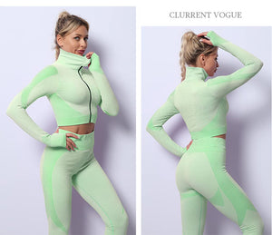 Veriliss Vêtement de Sport Femme 3 Pièces Survêtements D'entraînement Ensembles Soutien-Gorge Sport Legging De Yoga Sportswear Fitness Ensembles D'entraînement Tenues De Sport