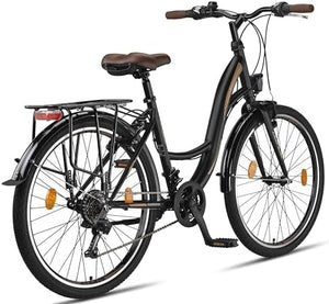 Licorne Bike Stella Premium City Bike 24,26 et 28 pouces – Vélo pour filles, garçons, hommes et femmes – Dérailleur Shimano 21 vitesses – Vélo hollandais
