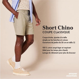 Amazon Essentials Short Chino Coupe Classique 18 cm Homme