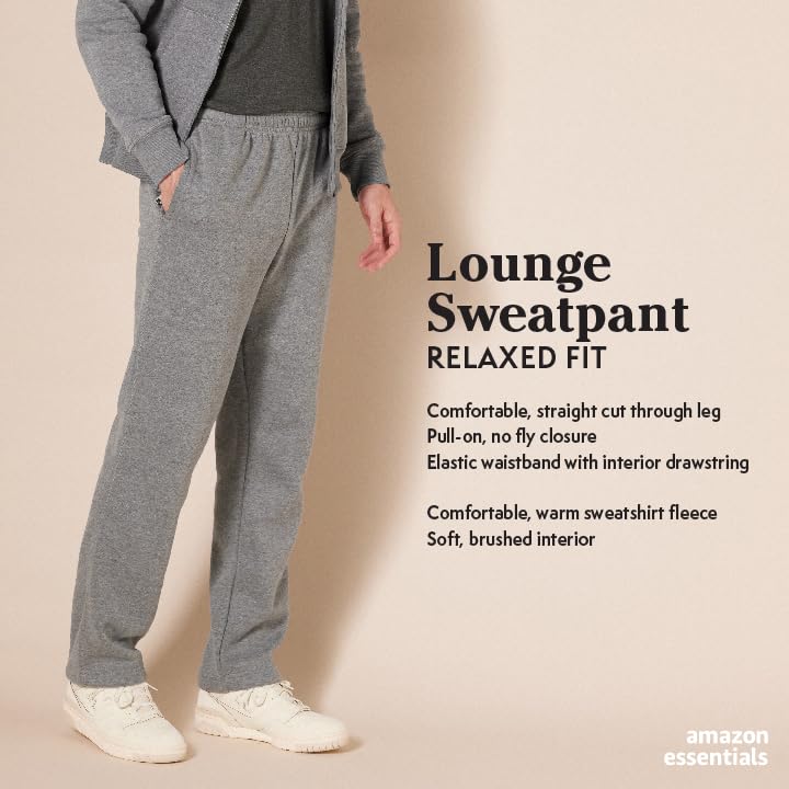 Amazon Essentials Pantalon de Survêtement en Polaire à Bas Ouvert (Existe en Grandes Tailles) Homme