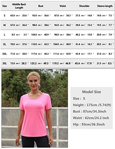 Sykooria Sport Femme À Manches Courtes Tee Shirt Été Top de Yoga Casual Respirant Chemise À Séchage Rapide