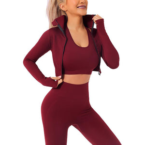 Veriliss Vêtement de Sport Femme 3 Pièces Survêtements D'entraînement Ensembles Soutien-Gorge Sport Legging De Yoga Sportswear Fitness Ensembles D'entraînement Tenues De Sport