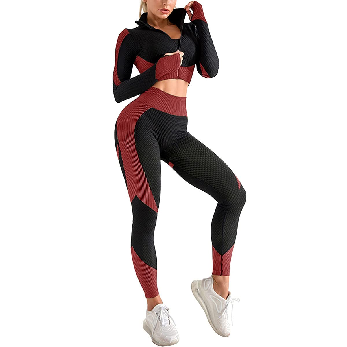 Veriliss Vêtement de Sport Femme 3 Pièces Survêtements D'entraînement Ensembles Soutien-Gorge Sport Legging De Yoga Sportswear Fitness Ensembles D'entraînement Tenues De Sport