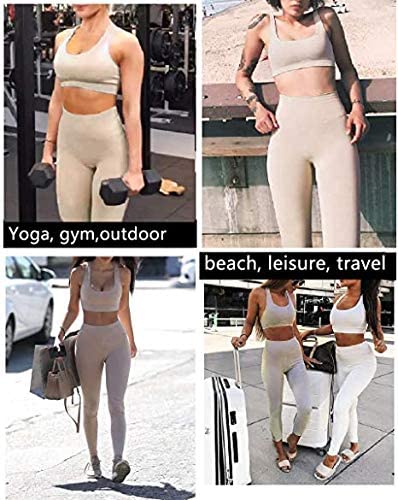 dohomiryo Ensemble De Vêtements De Sport Femme 2 Pièces Survêtements Ensembles Soutien-Gorge Sport Legging de Yoga Sportswear Fitness Ensembles D'entraînement Tenues de Sport