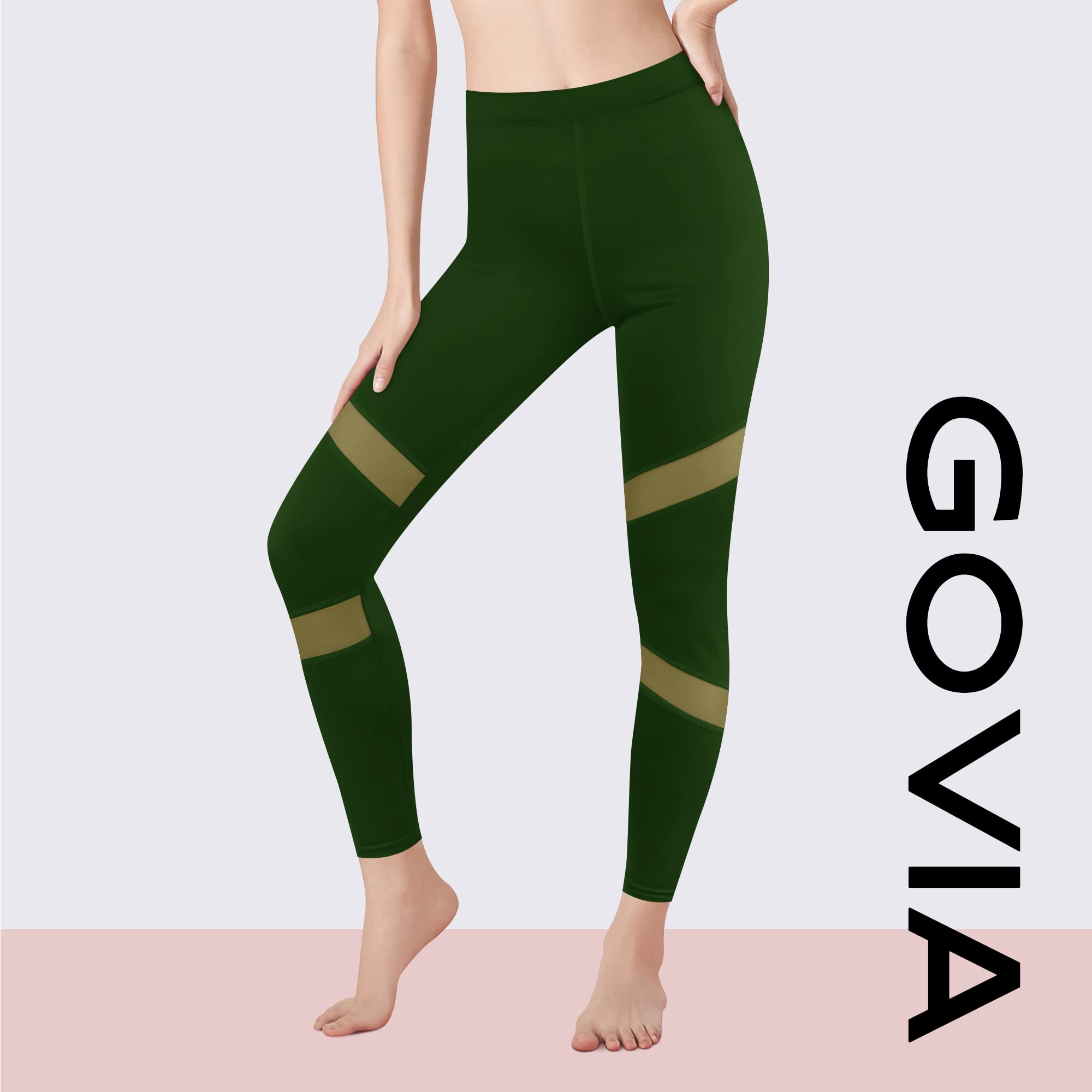 GoVIA Legging pour Femme Pantalon de Course à Pied Pantalon de Sport Respirant Pantalon de Yoga Fitness Taille Haute Long Rayures 4106 - fitnessterapy