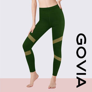 GoVIA Legging pour Femme Pantalon de Course à Pied Pantalon de Sport Respirant Pantalon de Yoga Fitness Taille Haute Long Rayures 4106 - fitnessterapy