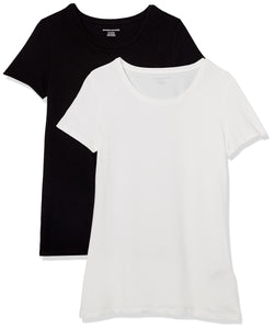 Amazon Essentials T-Shirt Col Rond à Manches Courtes Coupe Classique Femme, Packs Multiples