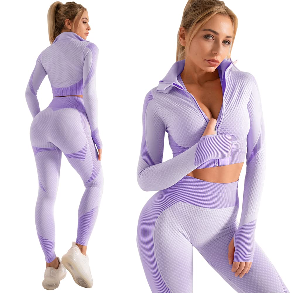 Veriliss Vêtement de Sport Femme 3 Pièces Survêtements D'entraînement Ensembles Soutien-Gorge Sport Legging De Yoga Sportswear Fitness Ensembles D'entraînement Tenues De Sport