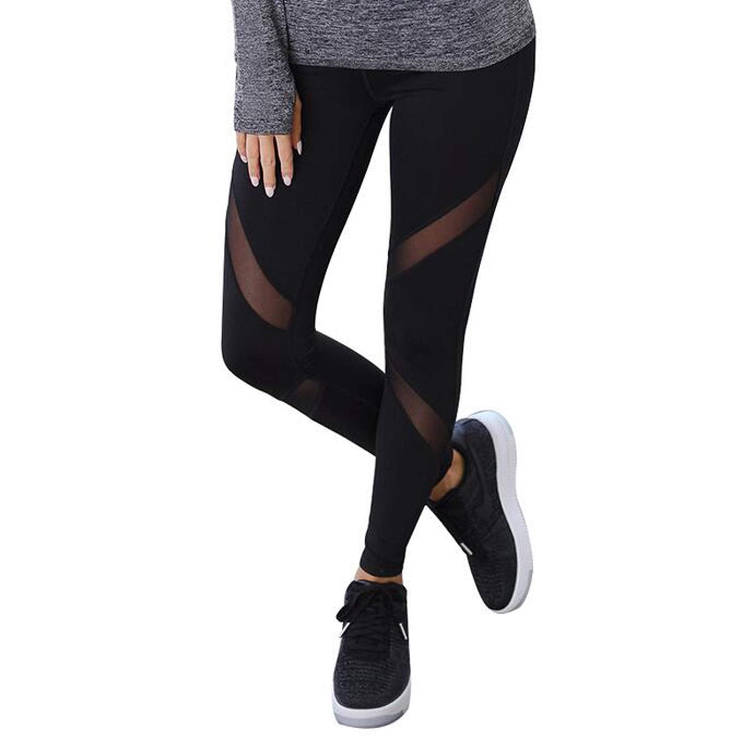 GoVIA Legging pour Femme Pantalon de Course à Pied Pantalon de Sport Respirant Pantalon de Yoga Fitness Taille Haute Long Rayures 4106 - fitnessterapy