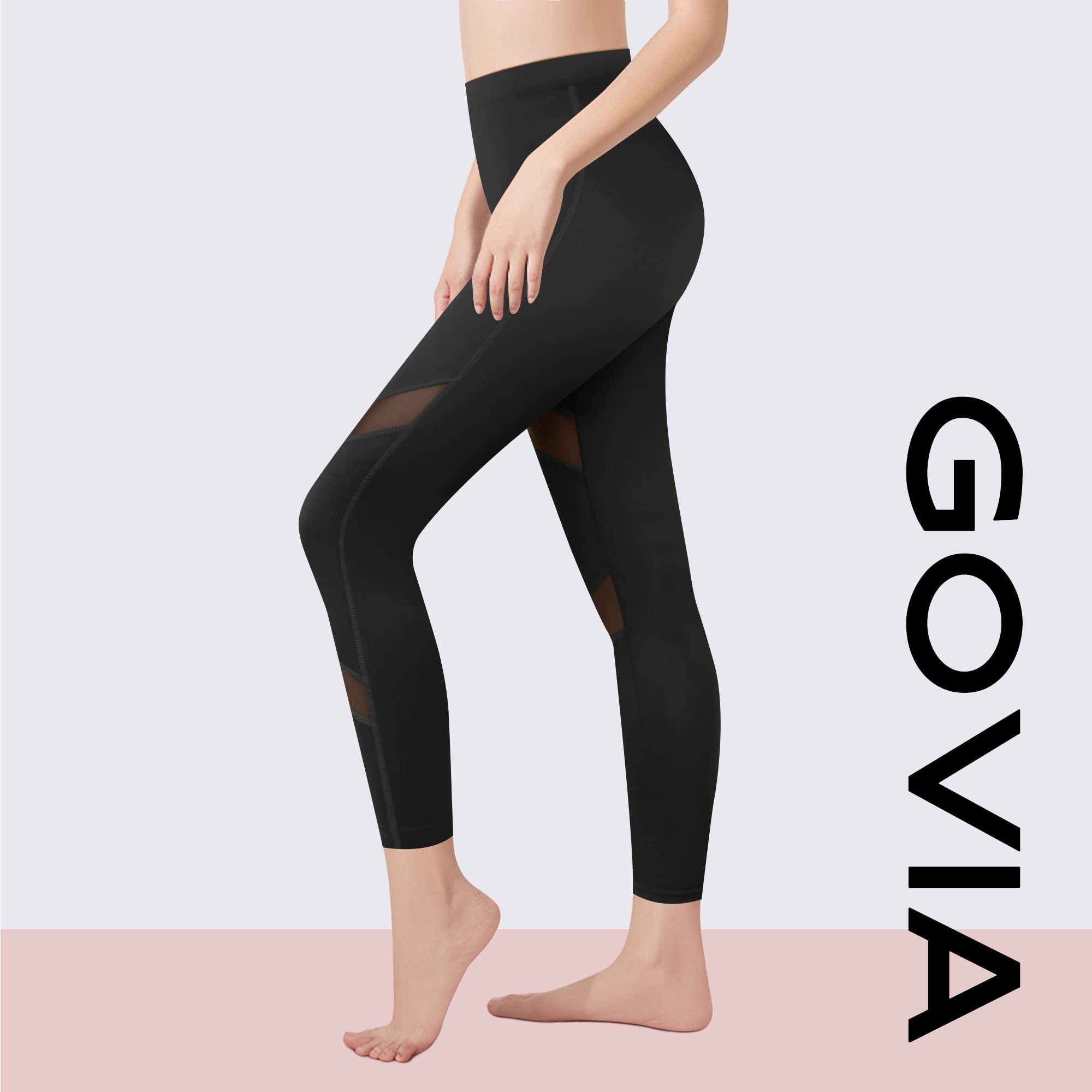 GoVIA Legging pour Femme Pantalon de Course à Pied Pantalon de Sport Respirant Pantalon de Yoga Fitness Taille Haute Long Rayures 4106 - fitnessterapy