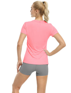 icyzone Women's Short Sleeve Quick Dry Fitness Running Tops, Pack of 3