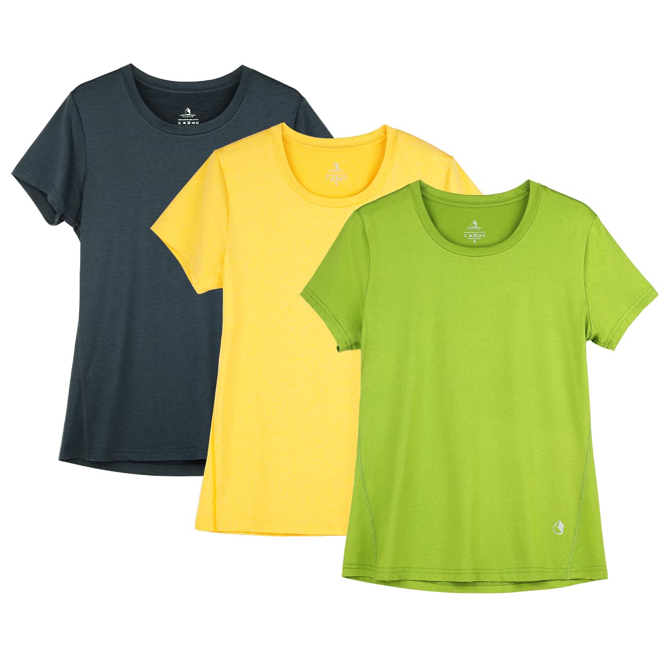 icyzone Women's Short Sleeve Quick Dry Fitness Running Tops, Pack of 3