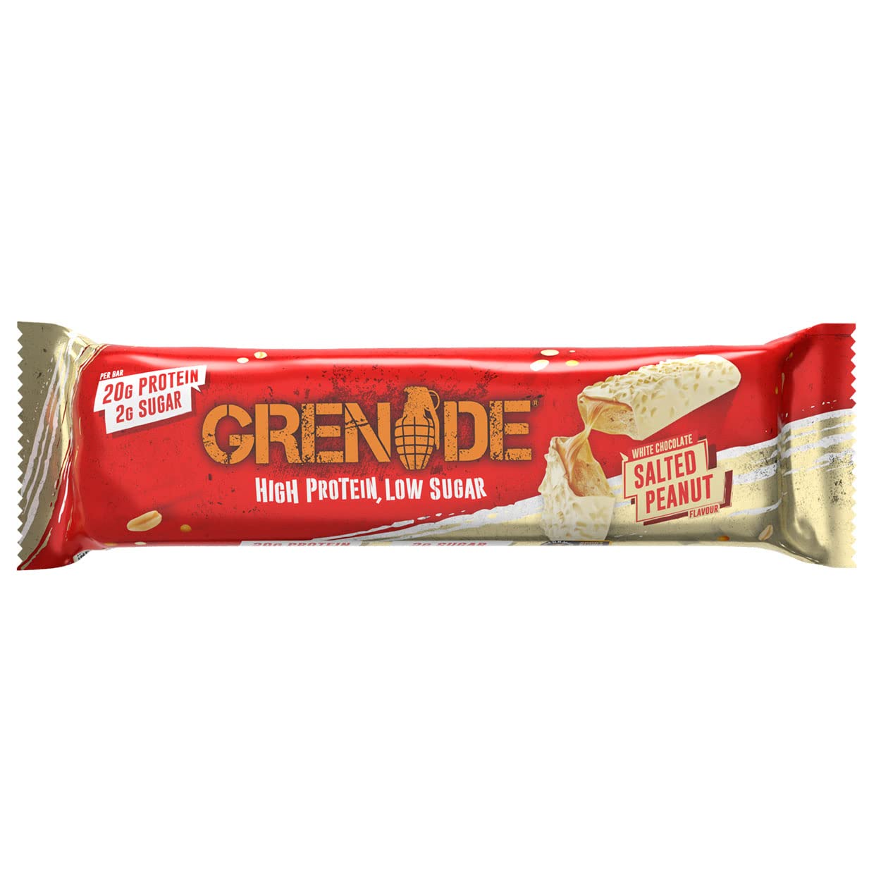 Grenade Barre Hyperprotéinée à Faible Teneur en Glucides - Peanut Nutter, 12 x 60 g