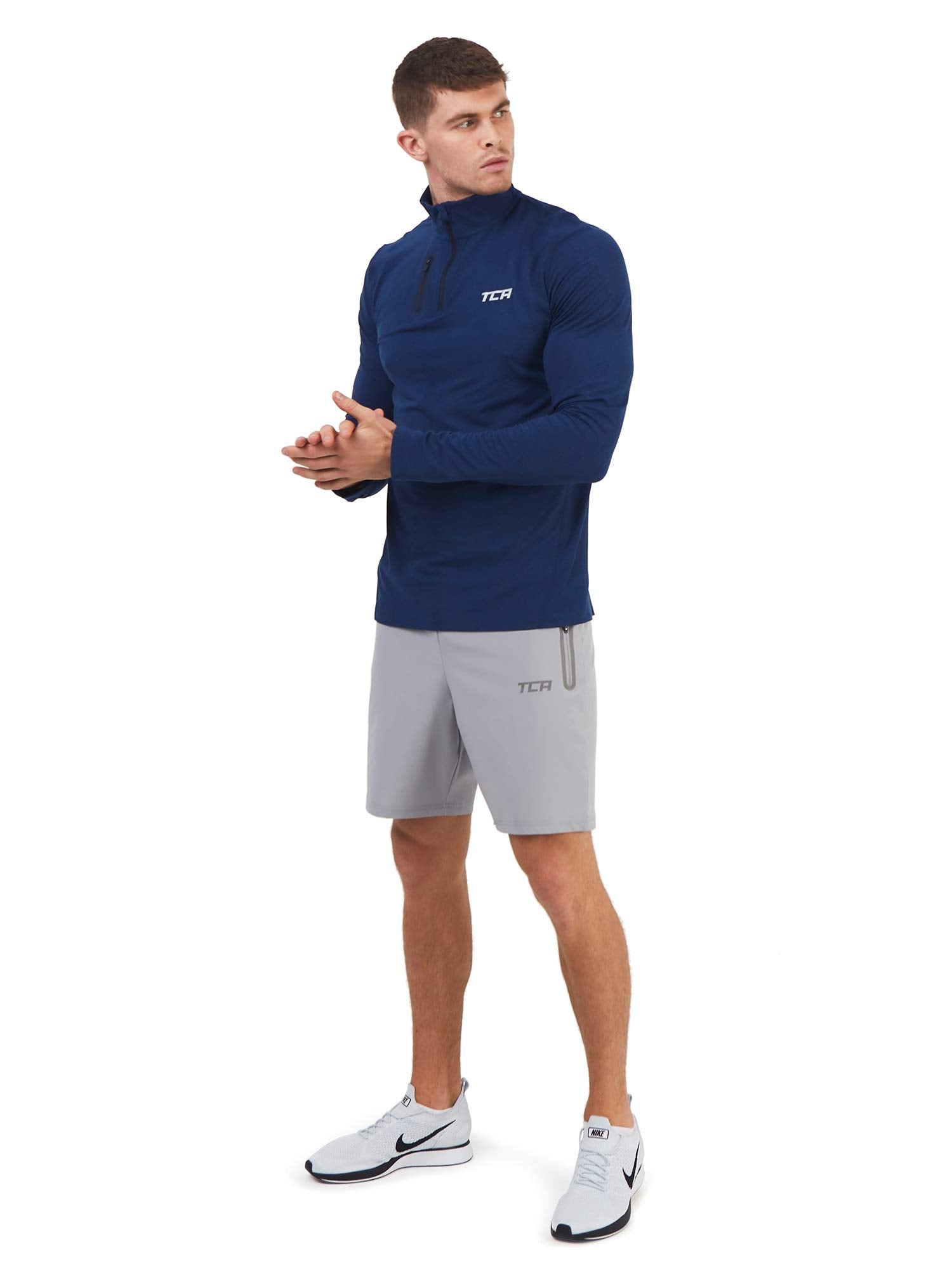 TCA Short Homme Sport - Short Running Homme Léger Elite Tech - Short Sport Homme avec Poches Zippées