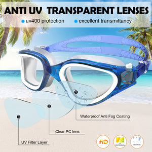 Lunettes de natation à verres polarisés Anti buée Anti UV Étanches Vision nette pour Hommes Femmes Adultes Adolescents