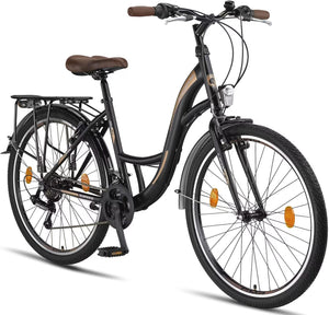 Licorne Bike Stella Premium City Bike 24,26 et 28 pouces – Vélo pour filles, garçons, hommes et femmes – Dérailleur Shimano 21 vitesses – Vélo hollandais
