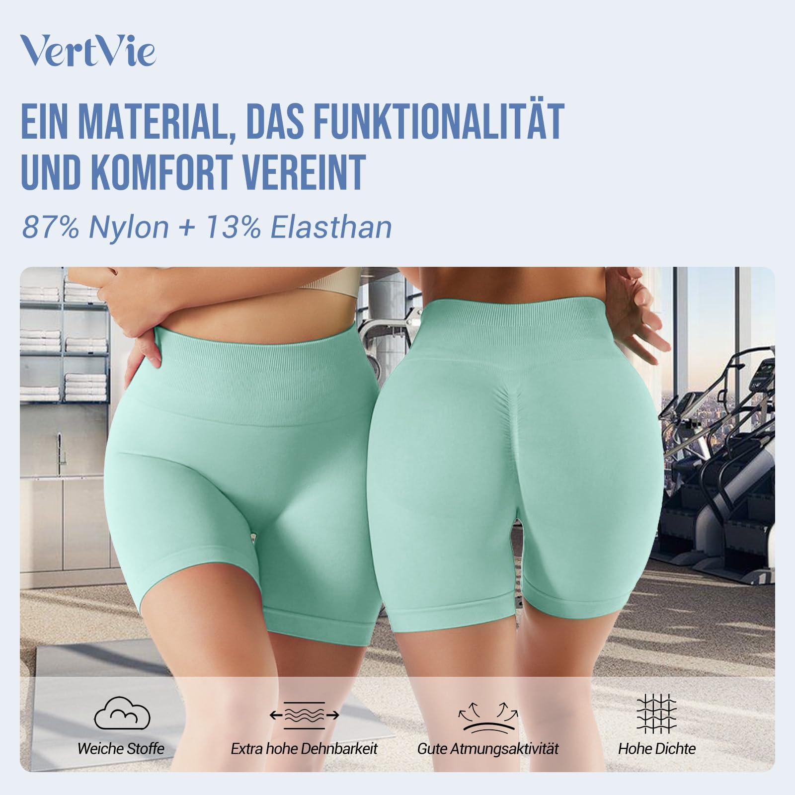 Vertvie Scrunch Butt Women's Sports Shorts, Cycling Shorts Push Up Leggings Short High Waist Yoga Shorts Opaque Seamless Tights Shorts Anti Cellulite