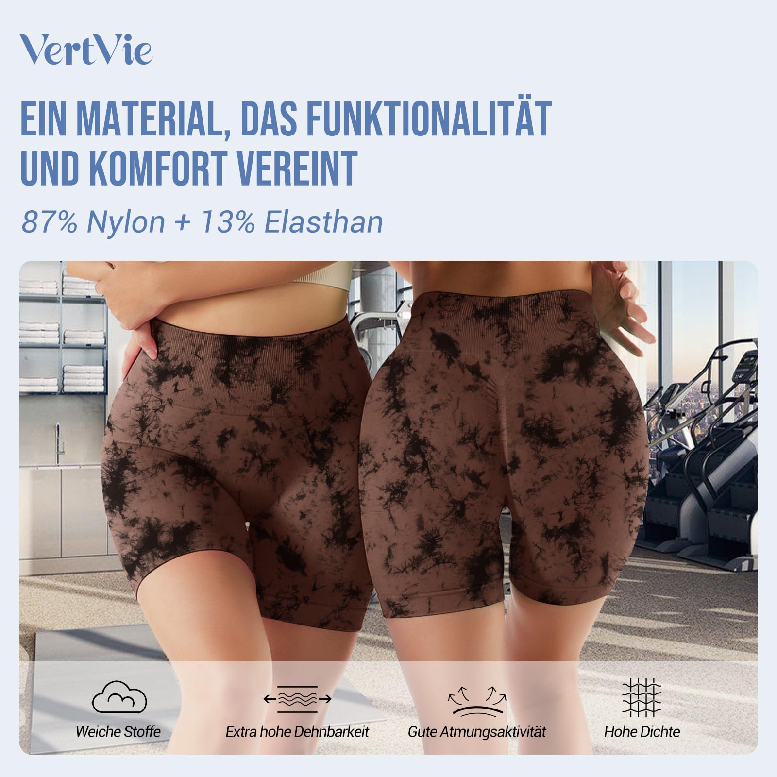 Vertvie Scrunch Butt Women's Sports Shorts, Cycling Shorts Push Up Leggings Short High Waist Yoga Shorts Opaque Seamless Tights Shorts Anti Cellulite