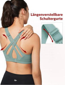 Yvette Soutien Gorge de Sport Femmes Bretelles Réglables Bretelles Réglables Dos Croisées sans Armature Maintien Fort Grande Taille Course Fitness Gym