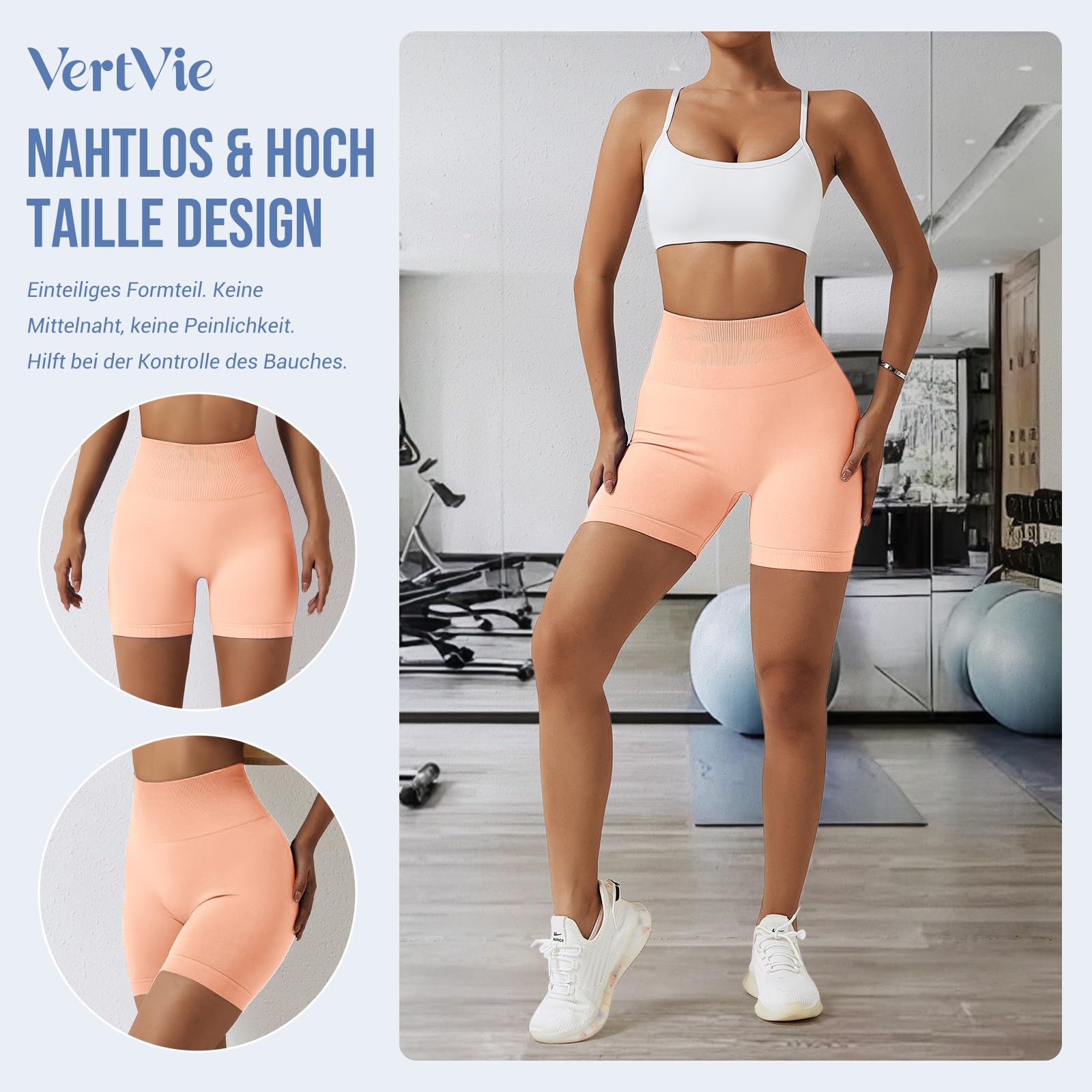 Vertvie Scrunch Butt Women's Sports Shorts, Cycling Shorts Push Up Leggings Short High Waist Yoga Shorts Opaque Seamless Tights Shorts Anti Cellulite