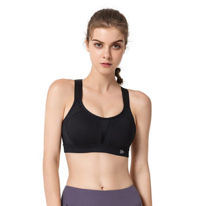 Yvette Soutien Gorge de Sport Femmes Bretelles Réglables Bretelles Réglables Dos Croisées sans Armature Maintien Fort Grande Taille Course Fitness Gym