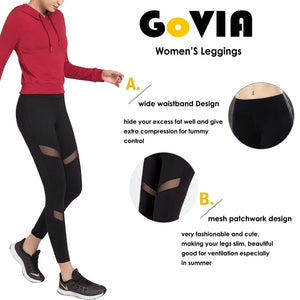 GoVIA Legging pour Femme Pantalon de Course à Pied Pantalon de Sport Respirant Pantalon de Yoga Fitness Taille Haute Long Rayures 4106 - fitnessterapy