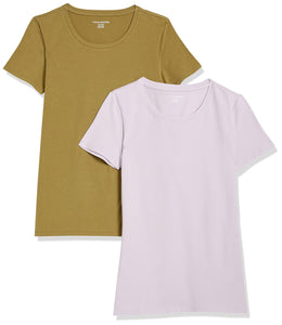 Amazon Essentials T-Shirt Col Rond à Manches Courtes Coupe Classique Femme, Packs Multiples