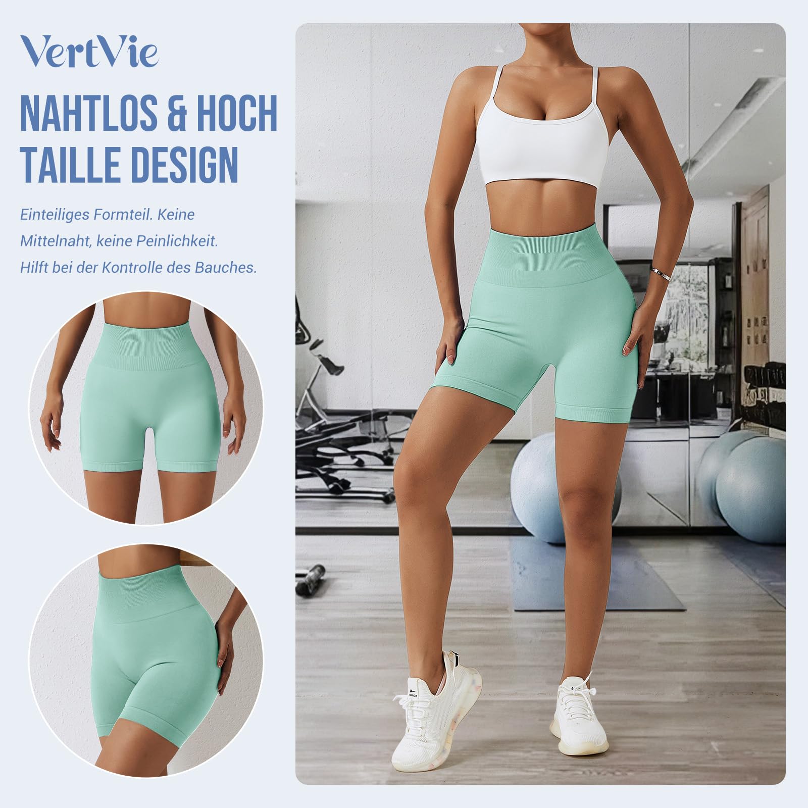 Vertvie Scrunch Butt Women's Sports Shorts, Cycling Shorts Push Up Leggings Short High Waist Yoga Shorts Opaque Seamless Tights Shorts Anti Cellulite